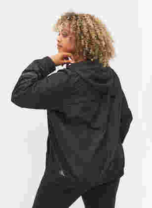 Reflective sports jacket with zip, Black, Model