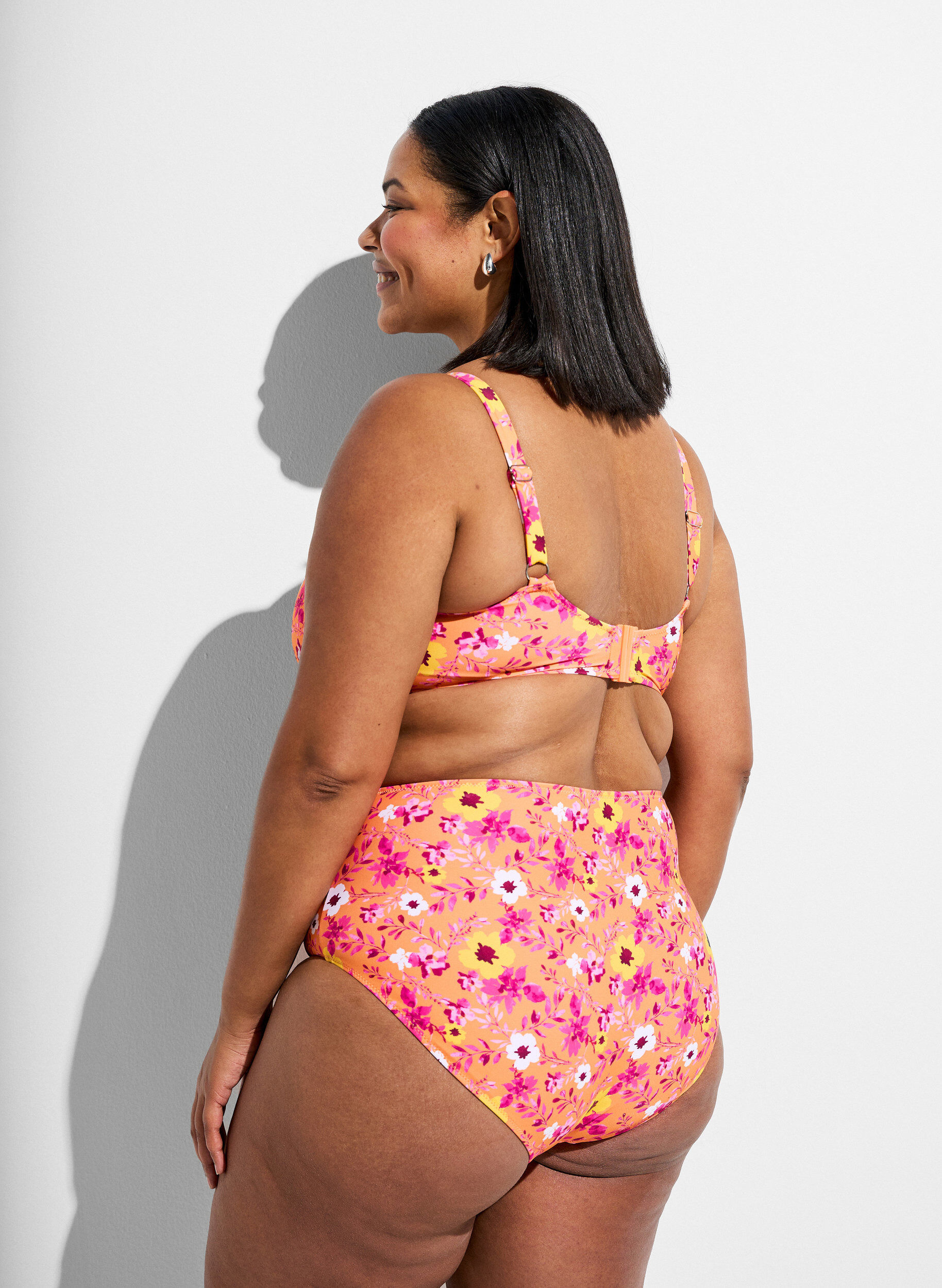 ZizzifashionHigh-waisted bikini bottoms with pattern, Orange, Model image number 1