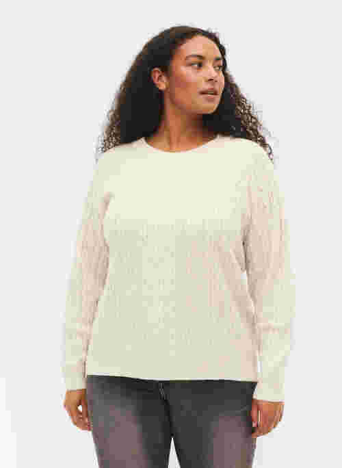 Cable knit jumper with round neckline