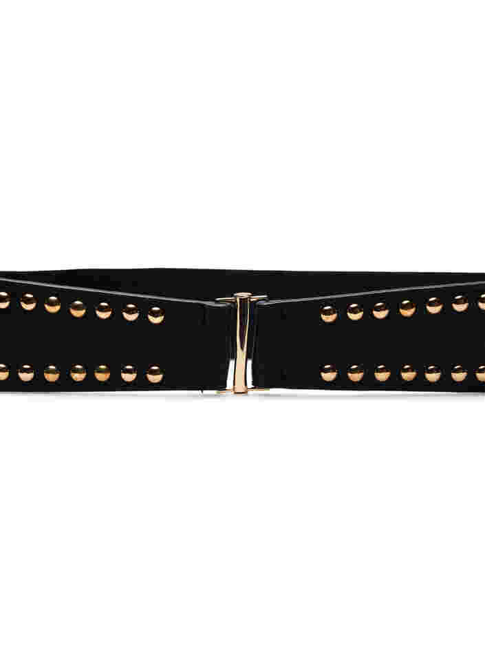 Waist belt with rivets and imitation leather, Black, Packshot image number 1