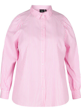 Striped cotton shirt, White/ Pink Stripe, Packshot image number 0