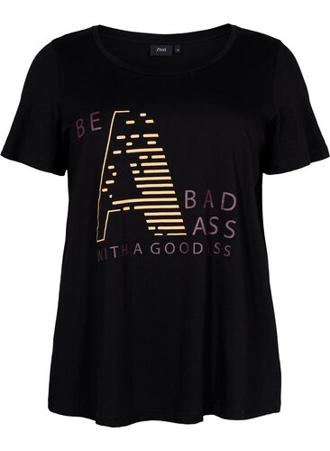Sports t-shirt with print, Black w. Bad Ass, Packshot image number 0