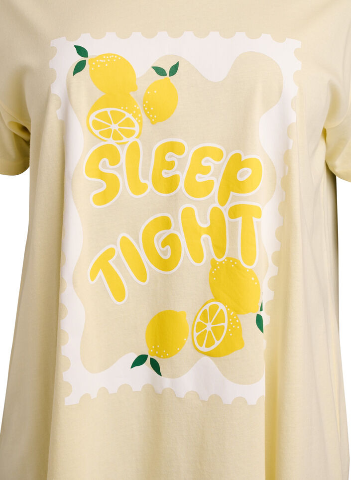 Long night T-shirt in organic cotton with print, Yellow, Packshot image number 2