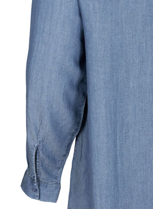 Long-sleeved lyocell tunic with studs, Blue denim, Packshot image number 3