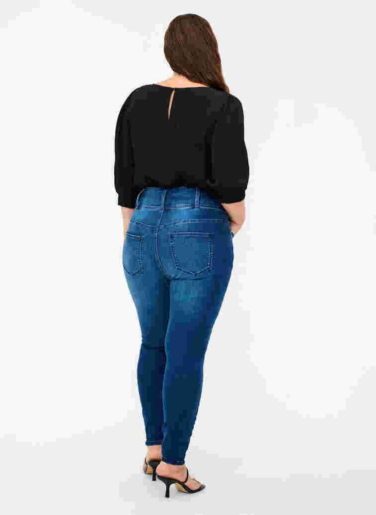 Super slim Bea jeans with extra high waist, Blue denim, Model