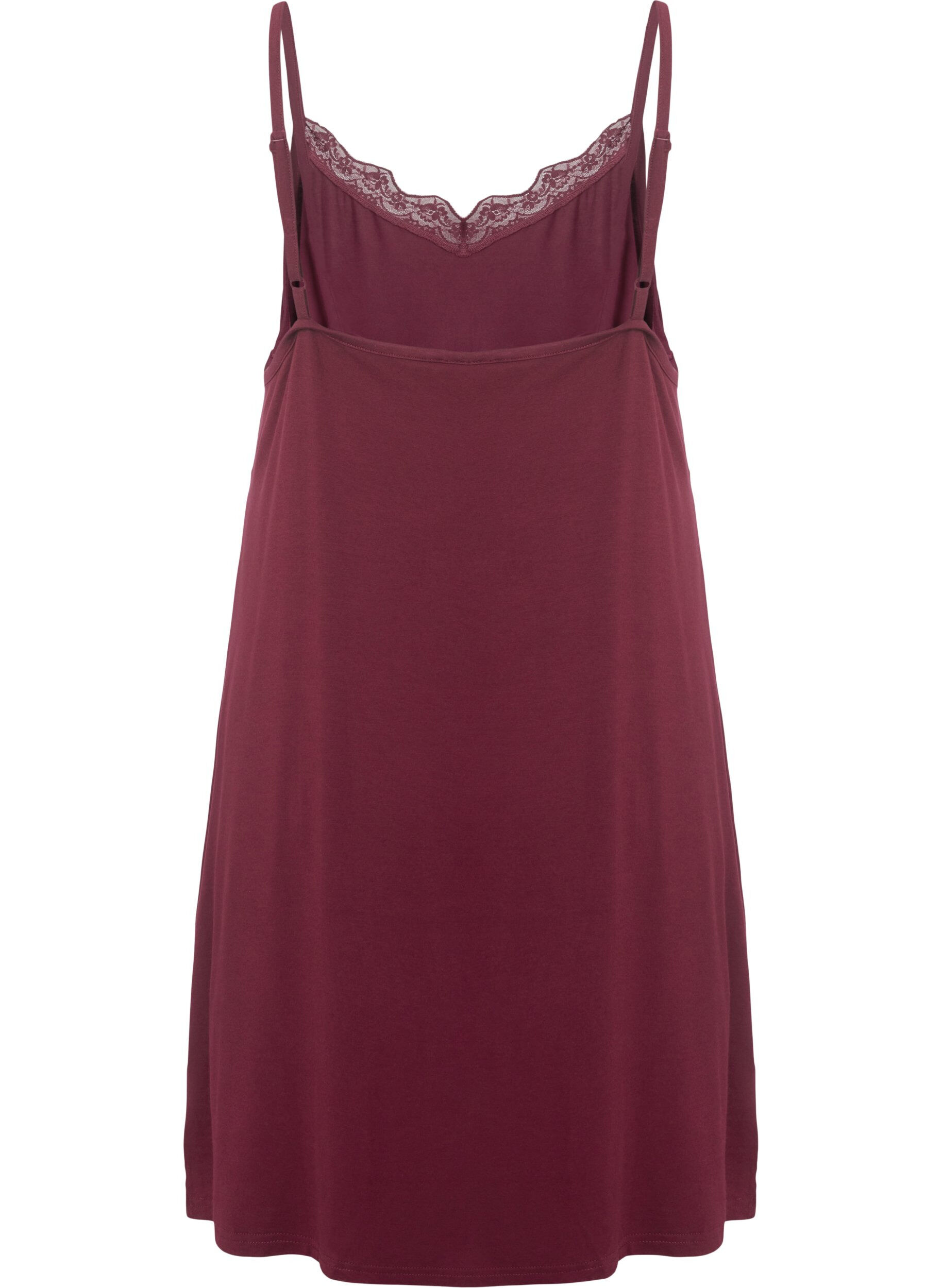 Zizzifashion Viscose nightgown with lace trim, Red, Packshot image number 1