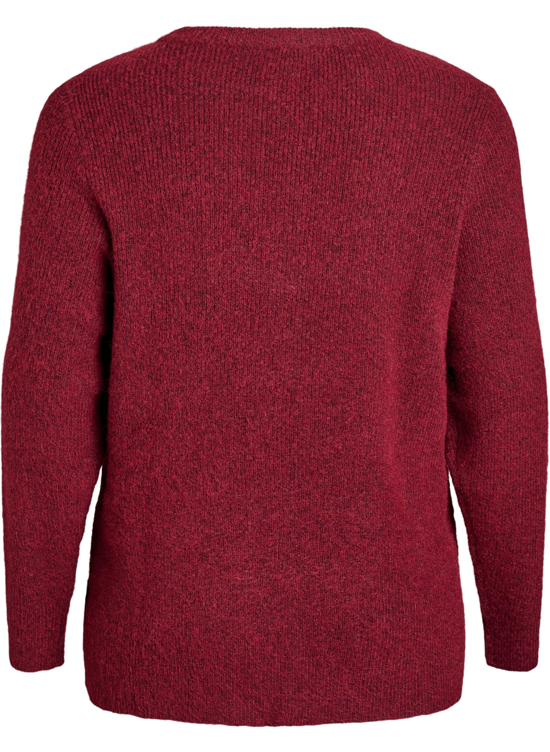 ZizzifashionMelange knit blouse with round neck, Red, Packshot image number 1