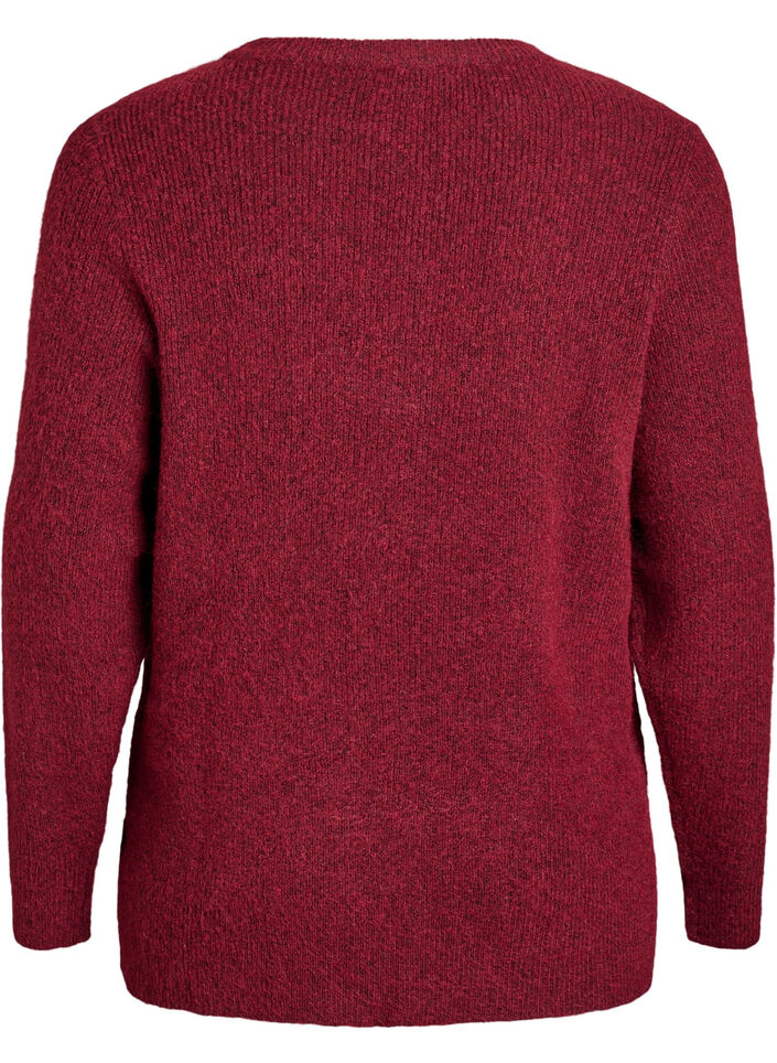 Melange knit blouse with round neck, Red, Packshot image number 1