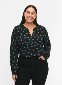 FLASH - Long sleeve blouse with print, Dot, Model