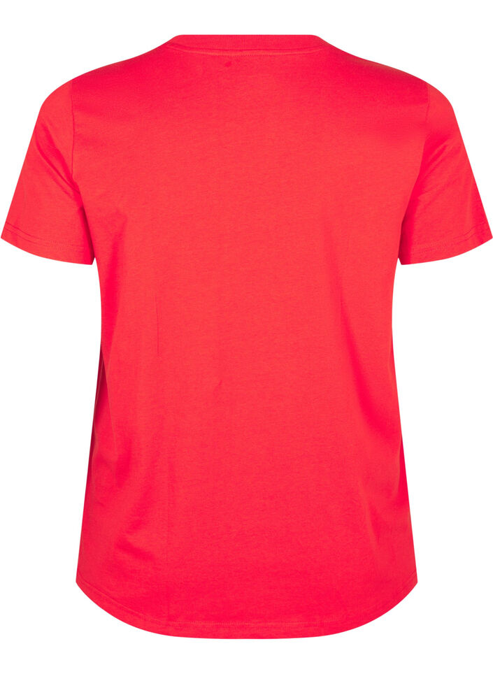 Basic cotton T-shirt with round neck, Red, Packshot image number 1
