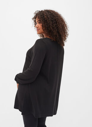 Round neck knitted jumper in cotton blend, Black, Model image number 1
