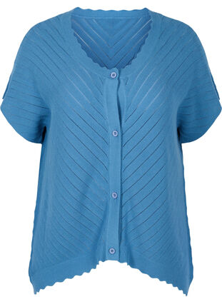 Knit cardigan with short sleeves, Blue Ashes, Packshot image number 0