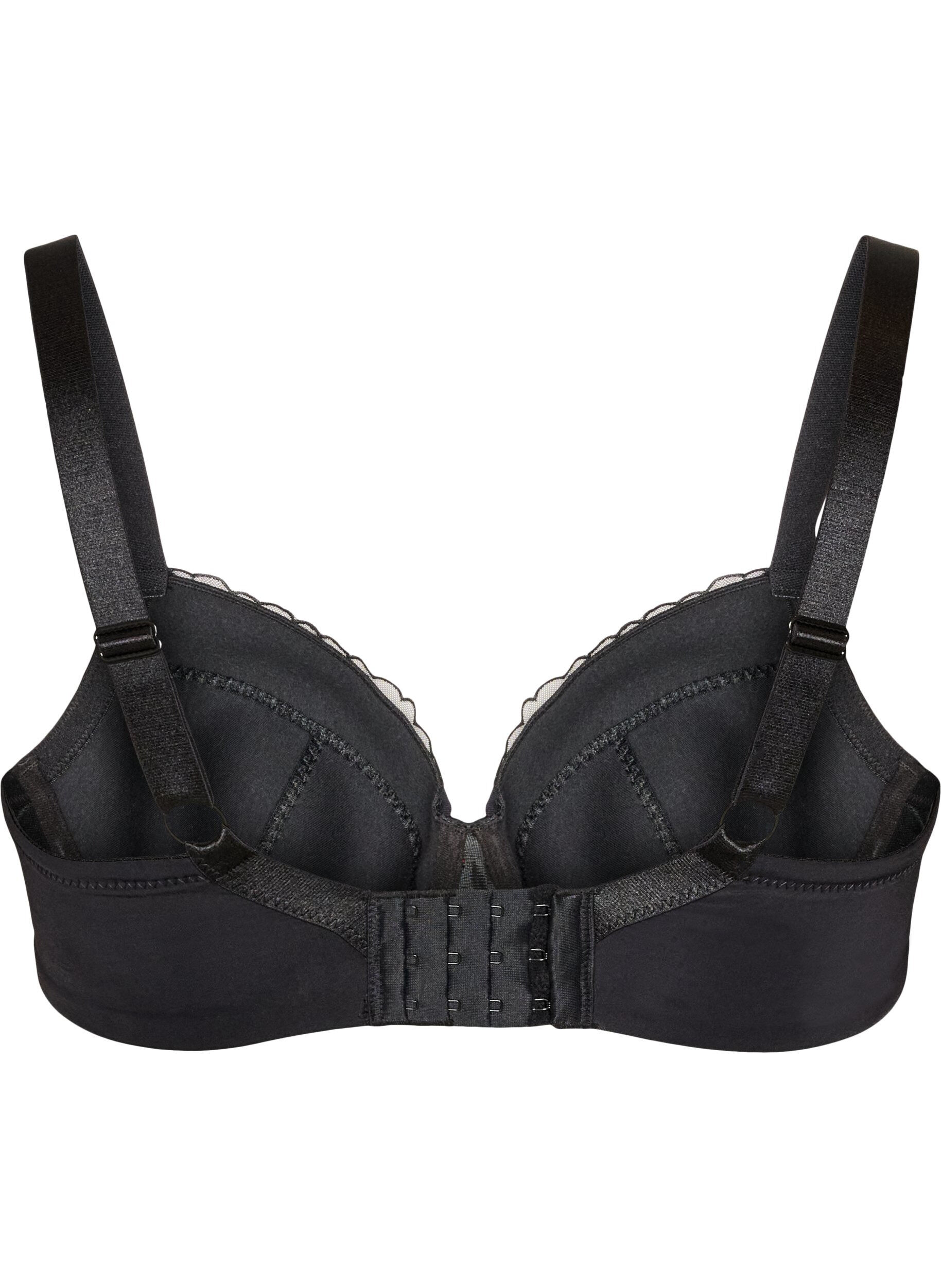 ZizzifashionPadded underwired bra with floral embroidery, Black, Packshot image number 1