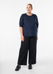 Fine-knit blouse with short sleeves, Blue, Model image number 1