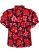 Floral viscose blouse with ruffle sleeves, Purple, Packshot image number 1