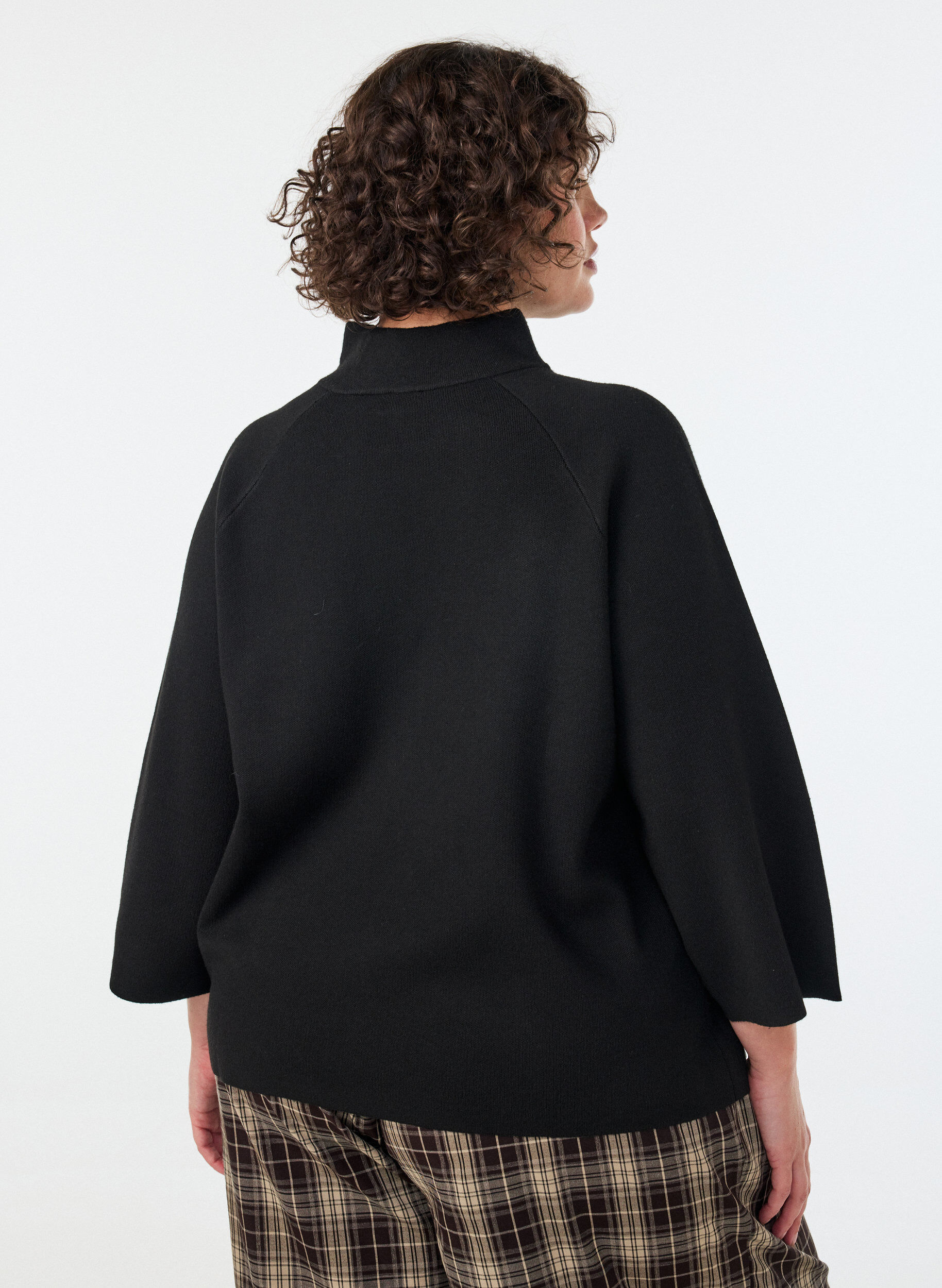 ZizzifashionKnitted blouse in a viscose blend with a turtleneck, Black, Model image number 2