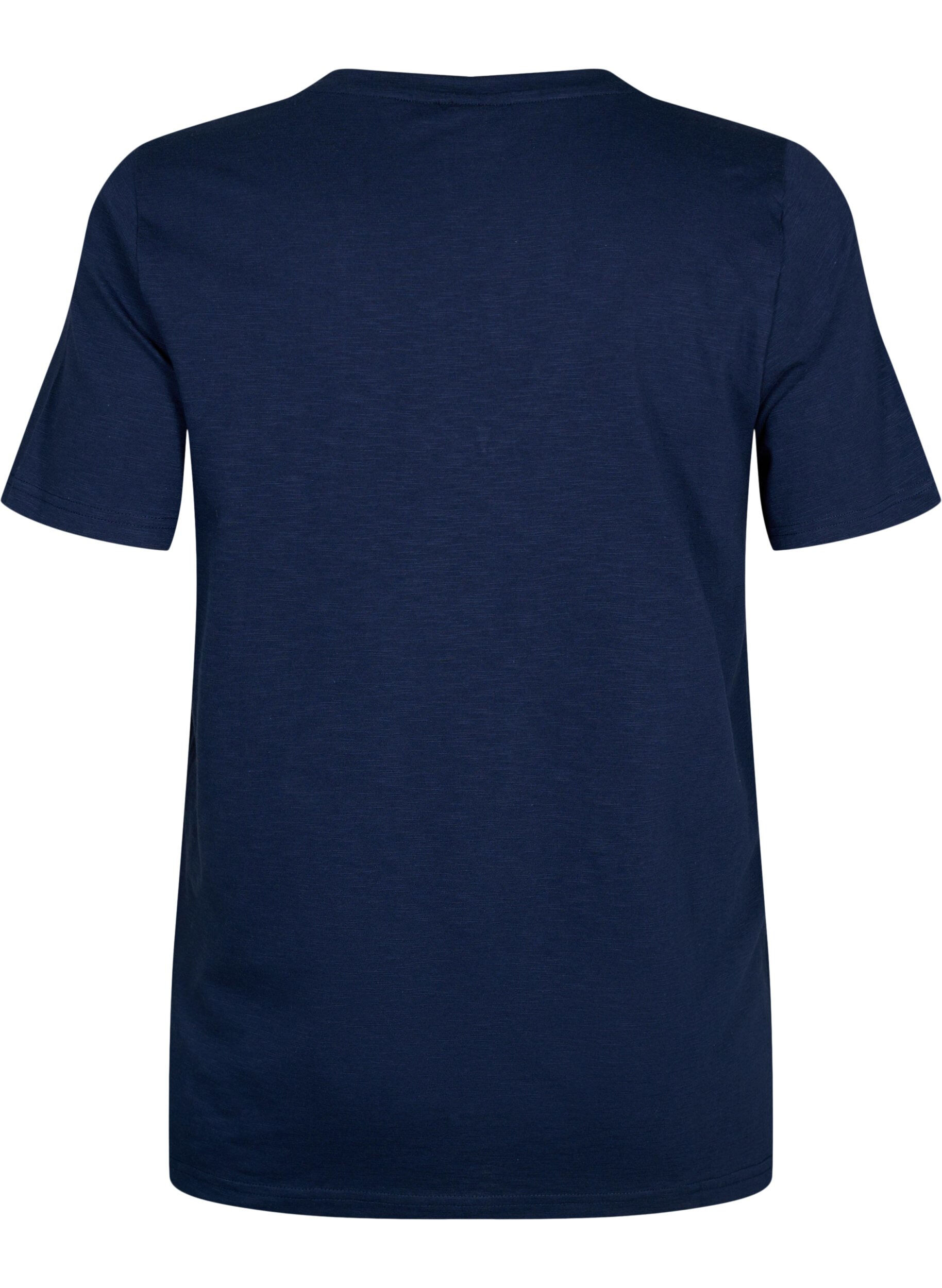 ZizzifashionShort-sleeved basic t-shirt with v-neck, Blue, Packshot image number 1