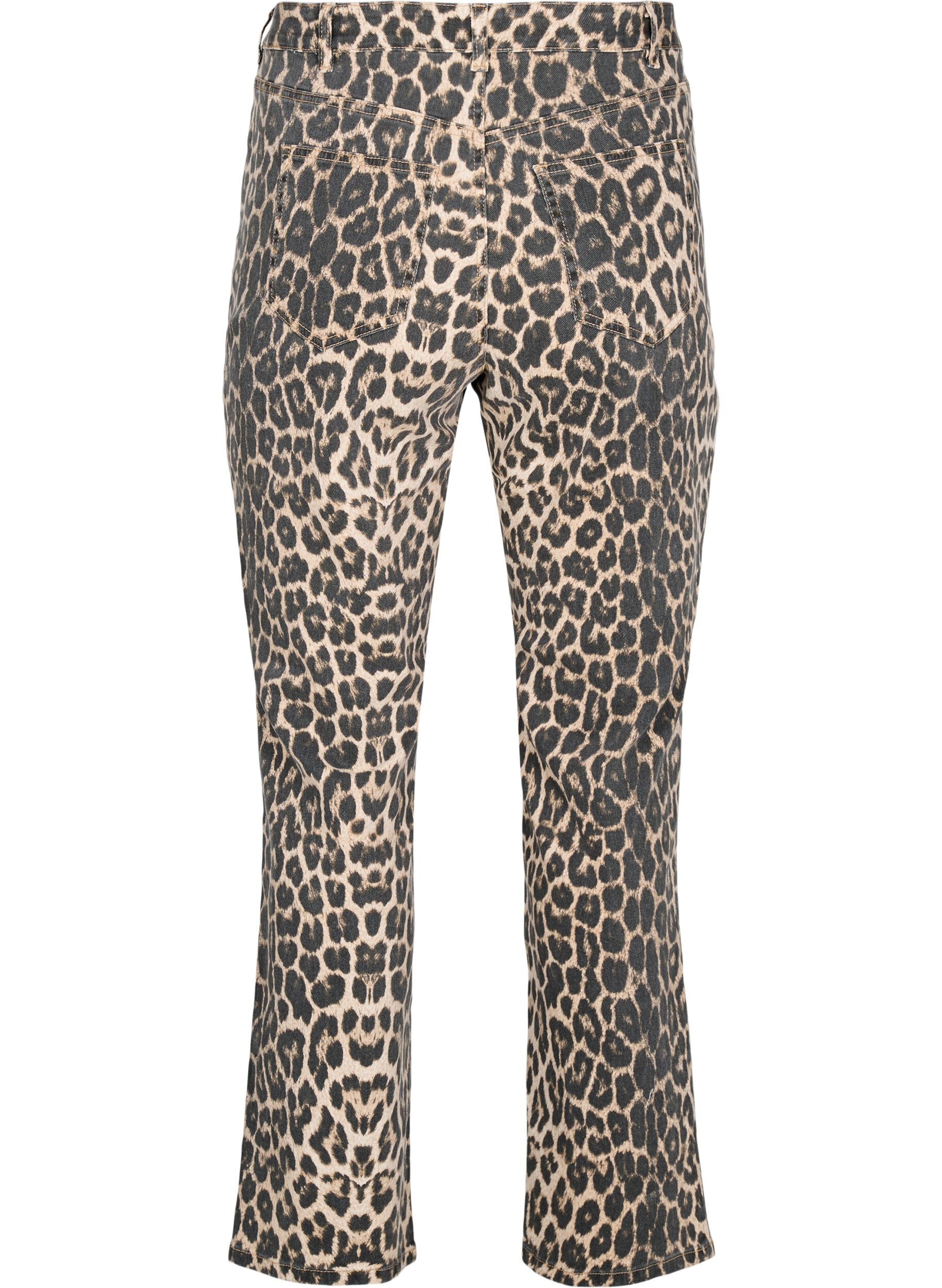 Zizzifashion Regular fit jeans with leopard print, Brown, Packshot image number 1