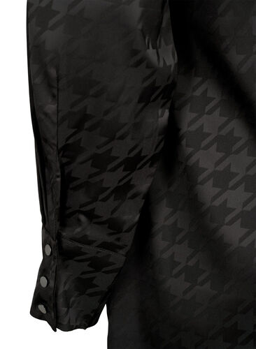 Long shirt with houndstooth pattern, Black, Packshot image number 4