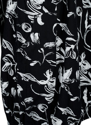 Short-sleeved, printed cotton dress, Black W. AOP White, Packshot image number 3