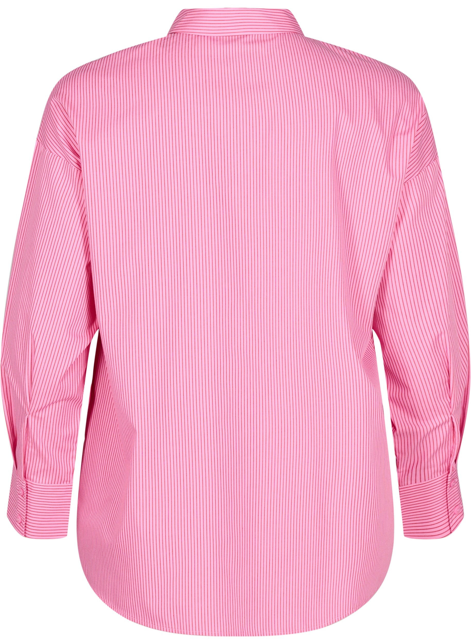 Zizzifashion Loose long-sleeved shirt with stripes, Pink, Packshot image number 1