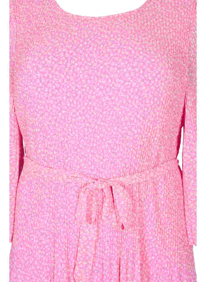 Pleated dress with tie belt, Pink Ditzy Flower, Packshot image number 2