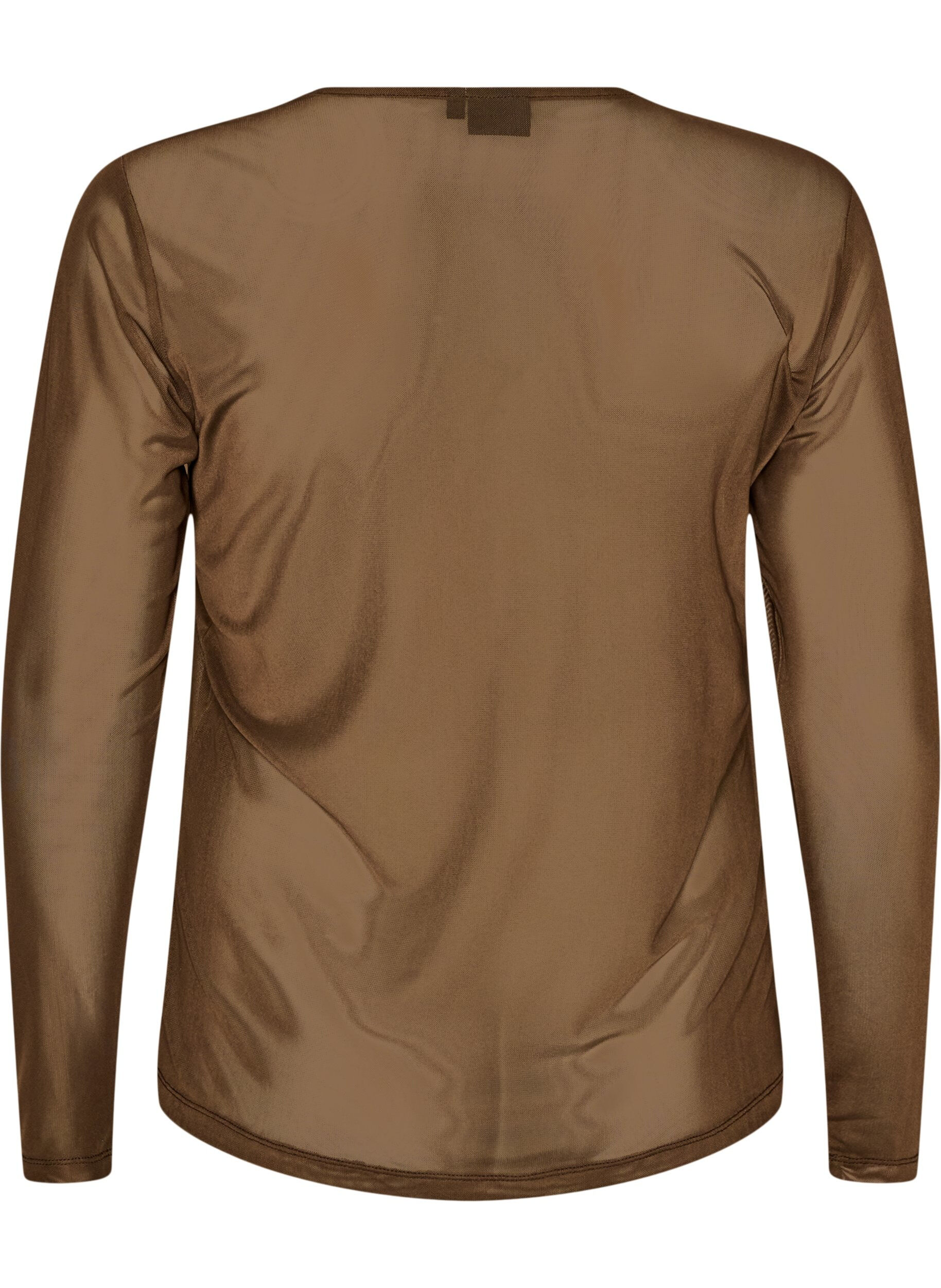 ZizzifashionMesh blouse with long sleeves, Brown, Packshot image number 1
