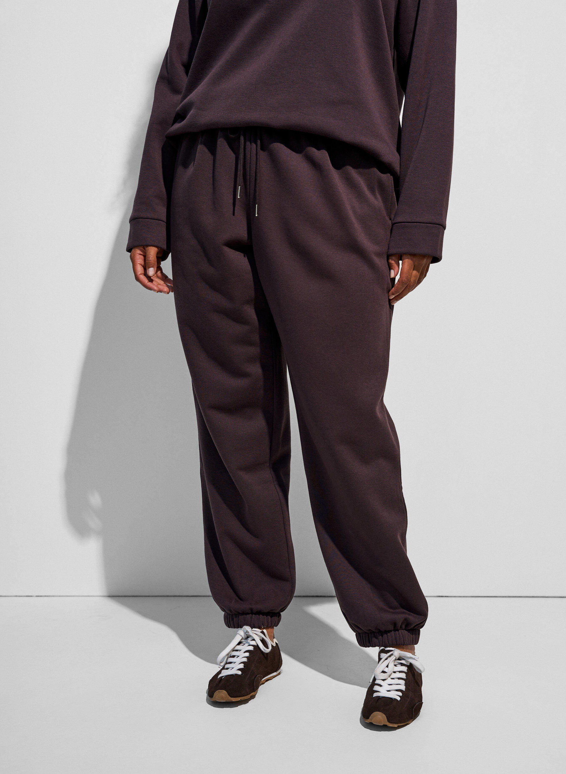 ZizzifashionHigh-waisted sweatpants with drawstring, Brown, Model image number 3