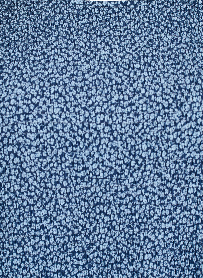 Blouse with smocked top and floral print, Blue, Packshot image number 2