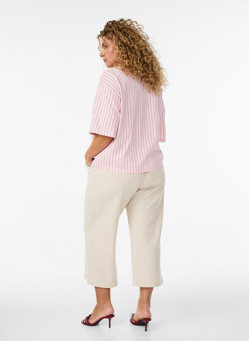 Loose trousers with 7/8 length, Beige, Model image number 1
