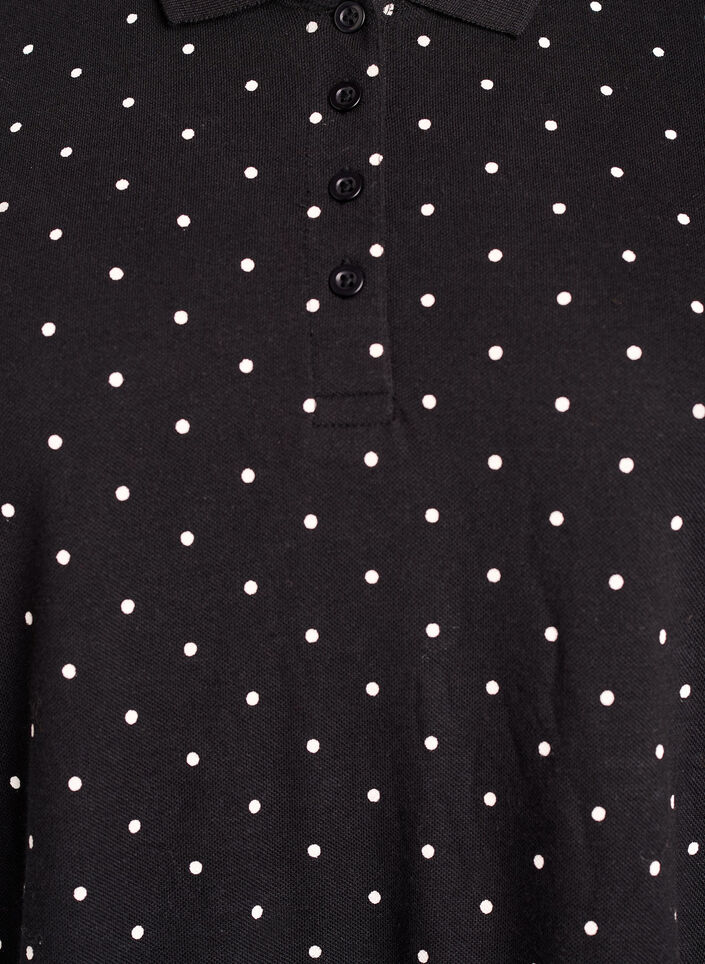 Dotted polo shirt with short sleeves, Black, Packshot image number 2