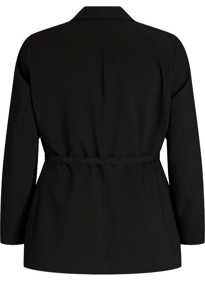 Blazer with detachable tie belt, Black, Packshot image number 1