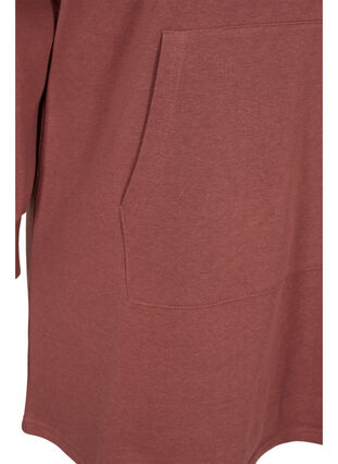 Sweat dress with a hood and pocket, Mahogany, Packshot image number 3