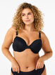 Moulded bra with lace and front closure, Black, Model image number 1