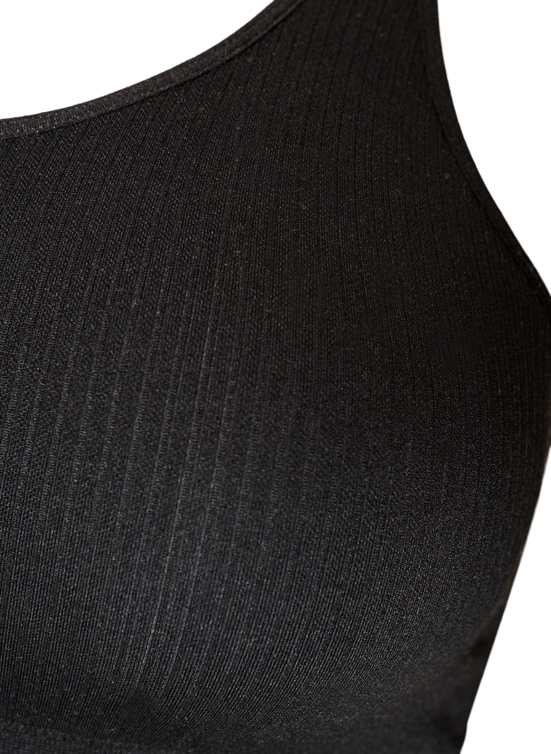 ZizzifashionSeamless ribbed sports bra, Black, Packshot image number 3
