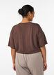 FLASH - Short-sleeved woven blouse with round neck, Brown, Model image number 2