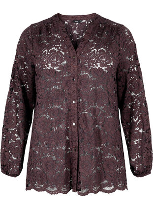Lace shirt with A-shape, Fudge, Packshot image number 0