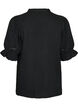 Short-sleeved cotton muslin blouse with crochet trim, Black, Packshot image number 1