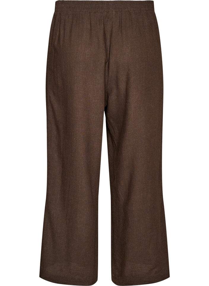 Wide-leg linen and viscose trousers, Brown, Packshot image number 1