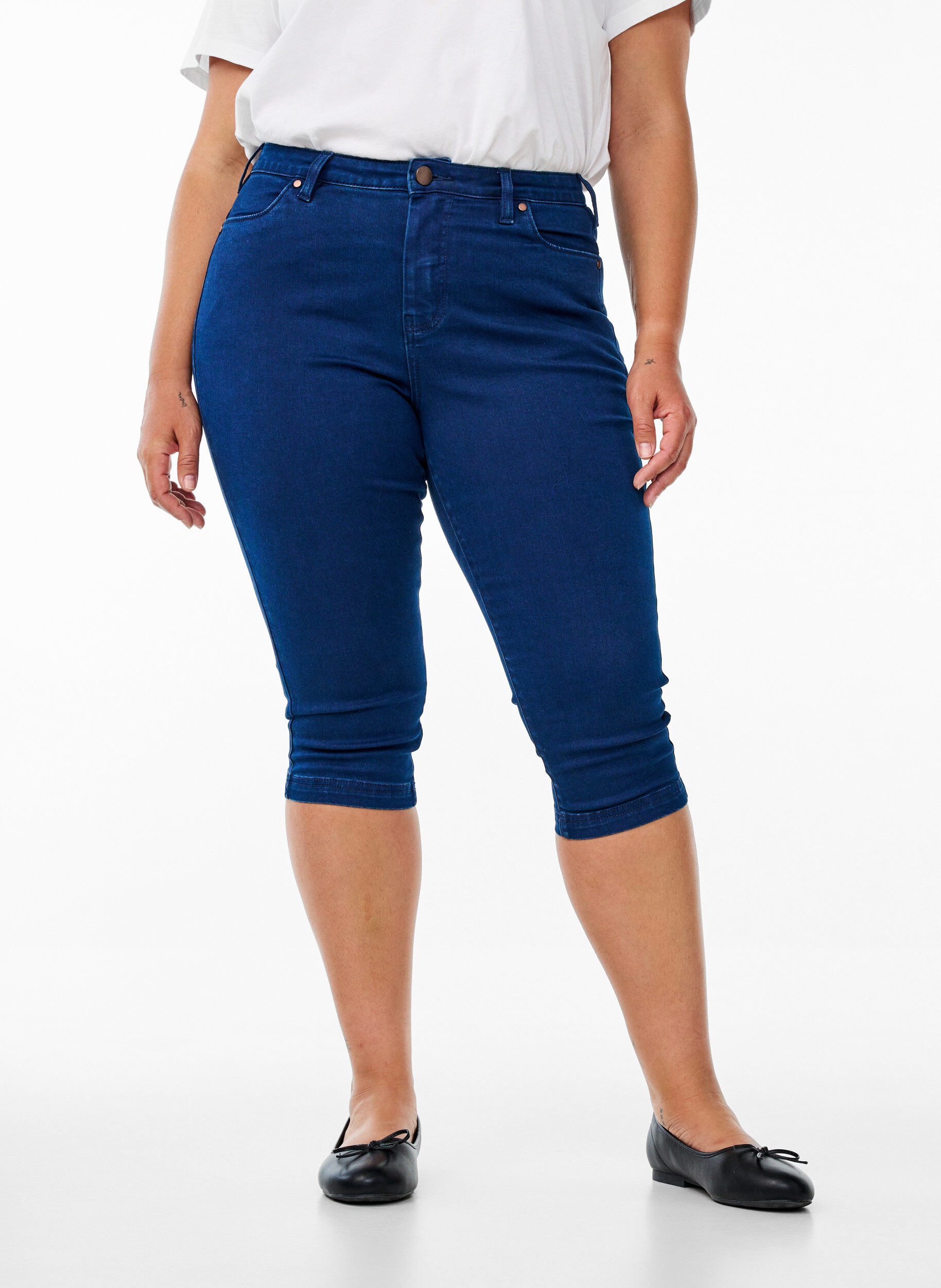 ZizzifashionHigh-waisted Amy capri jeans with super slim fit, Blue, Model image number 2