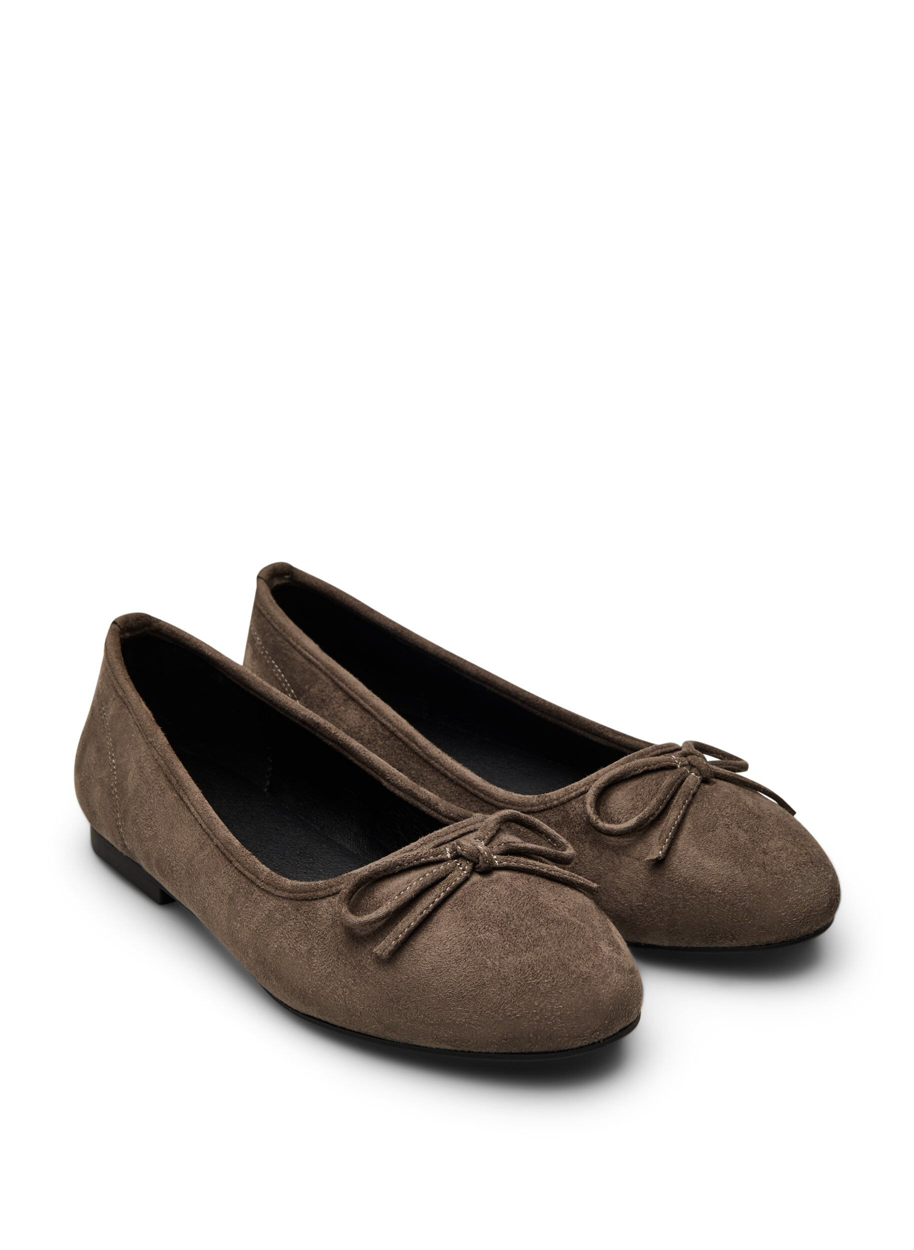 Zizzifashion Ballerina in faux suede with bow, Brown, Packshot image number 1