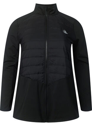 Sportscardigan with quilt and zipper, Black, Packshot image number 0