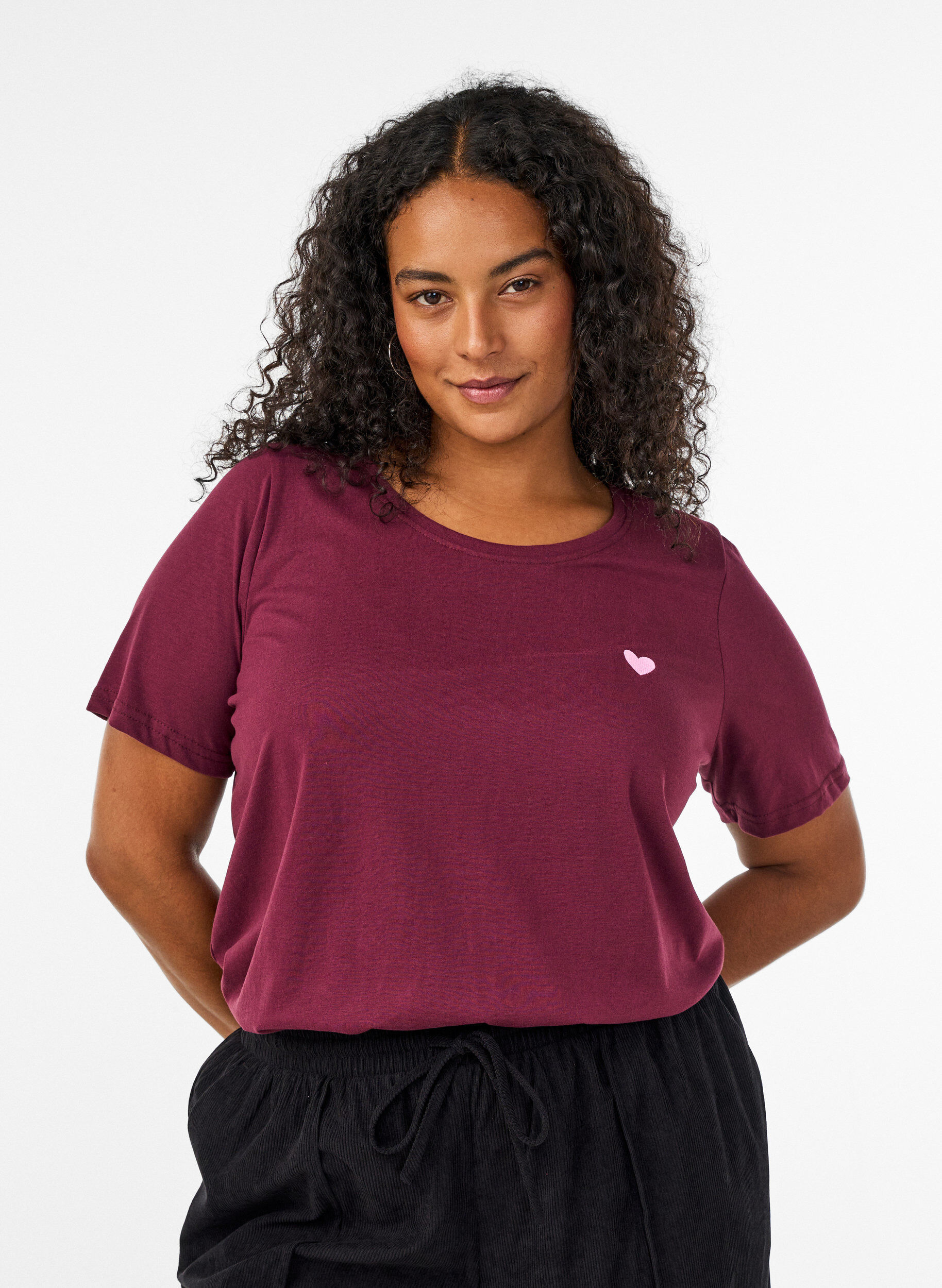 T-shirt with motif, Red, Model
