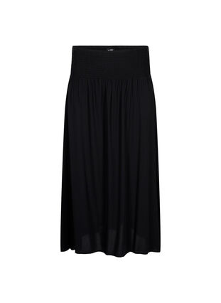 FLASH - Viscose maxi skirt with smocking, Black, Packshot image number 0