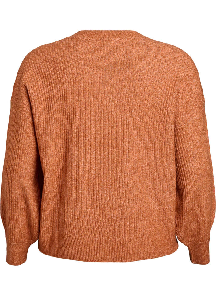Rib knit cardigan with buttons, Orange, Packshot image number 1