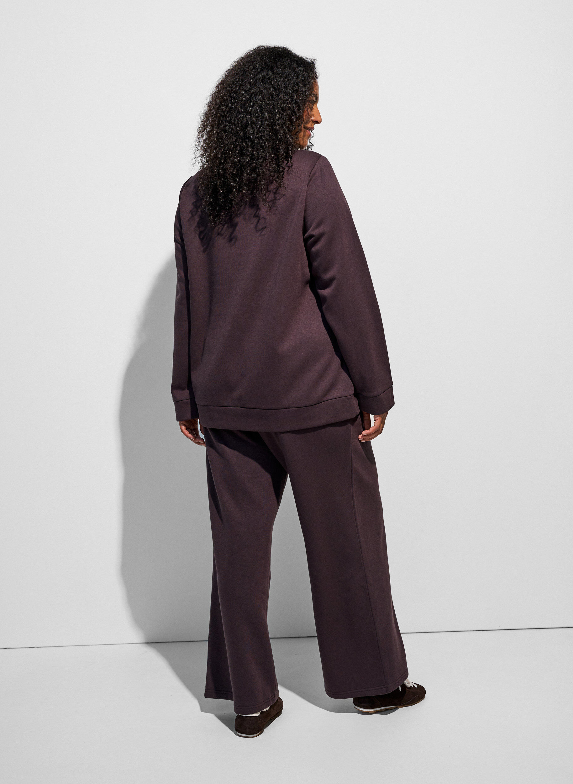 ZizzifashionSweatshirt with high collar and zipper, Brown, Model image number 2