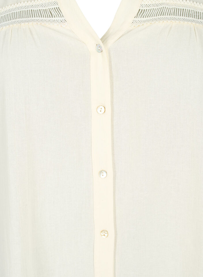 Organic cotton tunic with feminine details, Antique White, Packshot image number 2