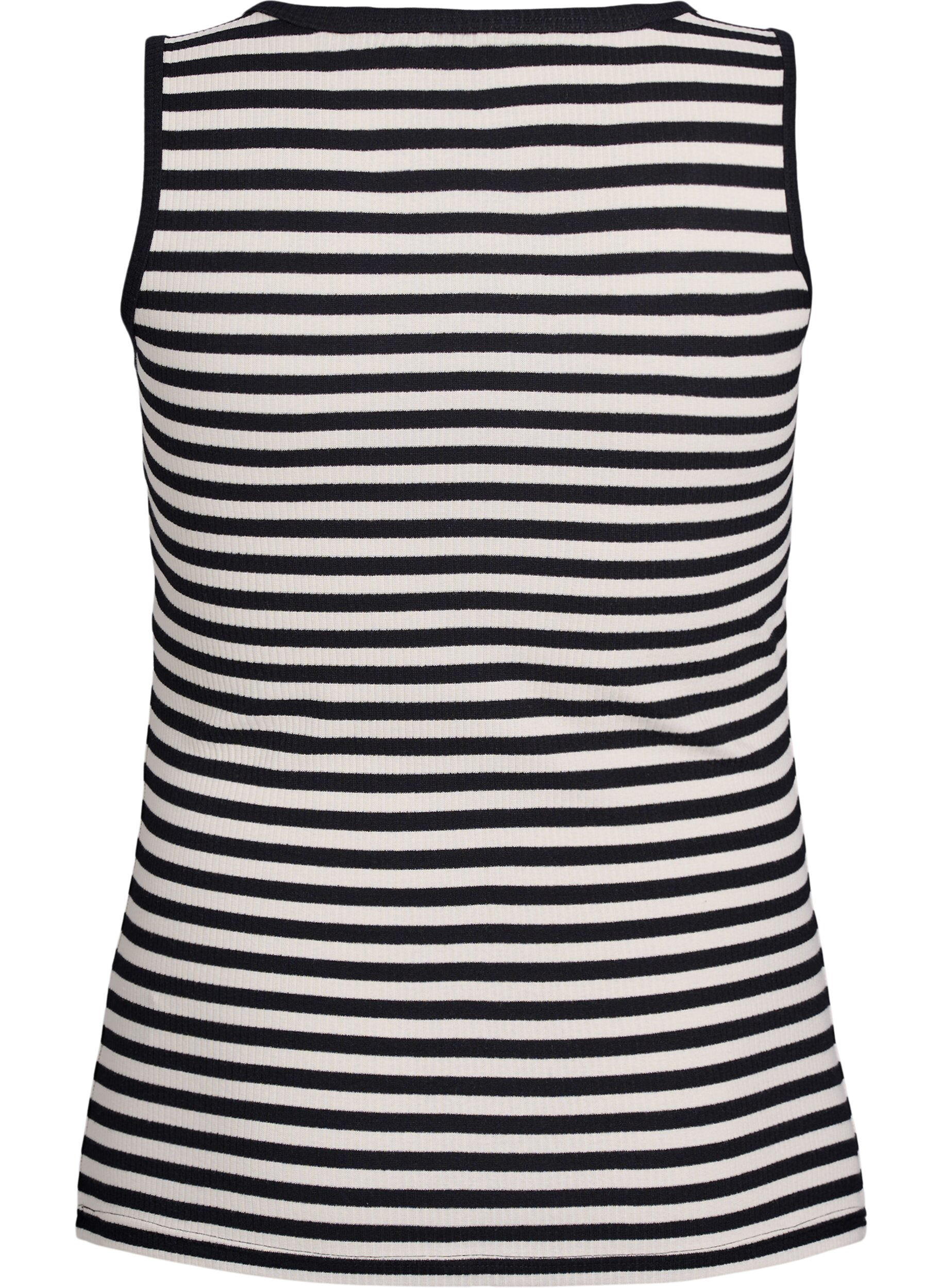 Zizzifashion Striped tank top with a rib structure, Black, Packshot image number 1