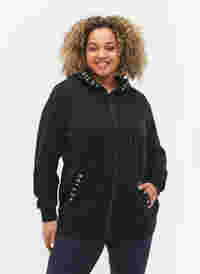 Workout hoodie jacket with zip, Black, Model