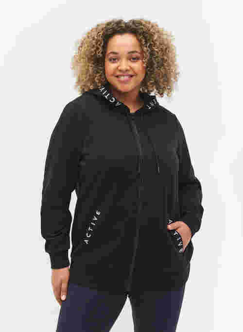 Workout hoodie jacket with zip